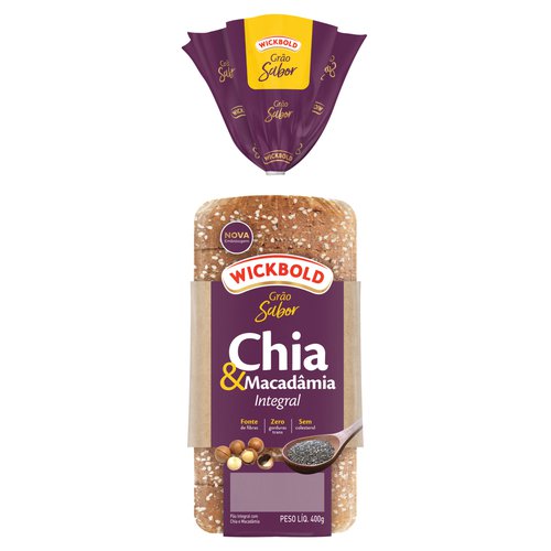 Pão Integral Chia e Macadâmia Wickbold Grão Sabor Pacote 400g Pão Integral Chia e Macadâmia Wickbold Grão Sabor Pacote 400g