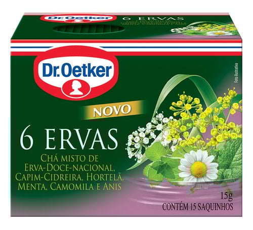 Chá Misto 6 Ervas Dr. Oetker Caixa Com 15 Sachês 15G Chá Misto 6 Ervas Dr. Oetker Caixa Com 15 Sachês 15G