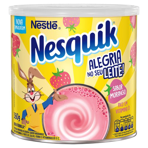 Pó para Preparo de Bebida Morango Nesquik Lata 380g Pó para Preparo de Bebida Morango Nesquik Lata 380g