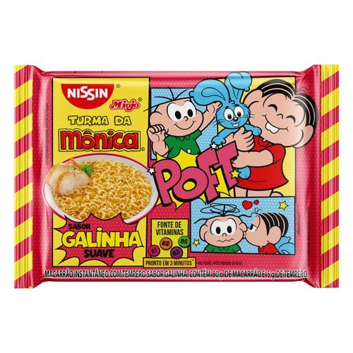 Macarrão Instantâneo Lámen Galinha Suave Turma da Mônica Nissin Miojo Pacote 85g Macarrão Instantâneo Lámen Galinha Suave Turma da Mônica Nissin Miojo Pacote 85g