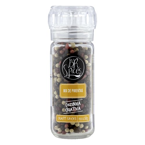 Mix de Pimenta em Grãos com Moedor BR Spices Craft Spices Vidro 50g Mix de Pimenta em Grãos com Moedor BR Spices Craft Spices Vidro 50g