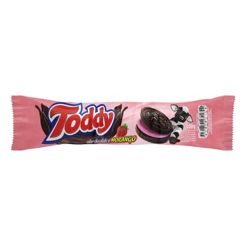 Biscoito Chocolate Recheio Morango Toddy Pacote 100g Biscoito Chocolate Recheio Morango Toddy Pacote 100g