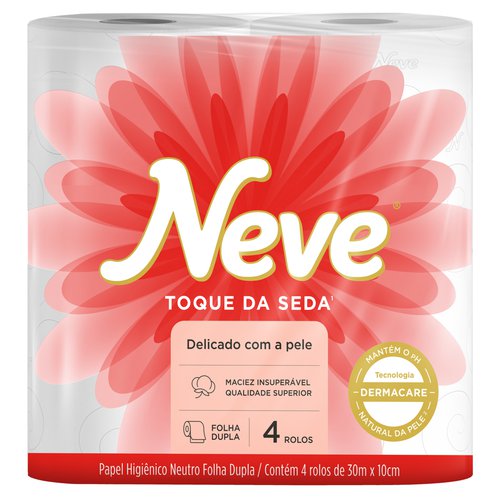 Papel Higiênico Folha Dupla Neutro Neve Toque da Seda 30m Pacote 4 Unidades Papel Higiênico Folha Dupla Neutro Neve Toque da Seda 30m Pacote 4 Unidades