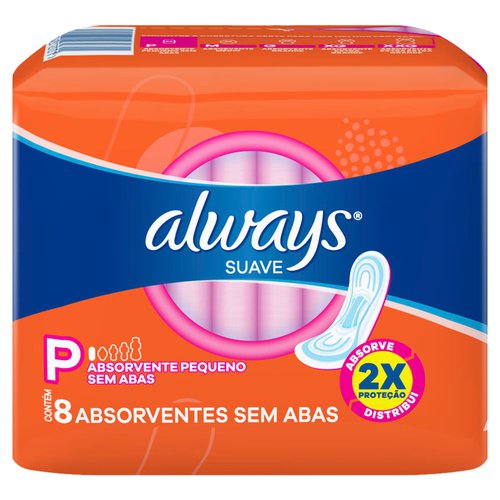Absorvente sem Abas Suave Always P Pacote 8 Unidades Absorvente sem Abas Suave Always P Pacote 8 Unidades