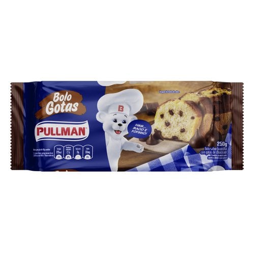 Bolo Baunilha com Gotas de Chocolate Pullman Pacote 250g Bolo Baunilha com Gotas de Chocolate Pullman Pacote 250g