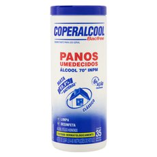 Pano Umedecido com Álcool 70° INPM Clássico Coperalcool Bacfree Pote 35 Unidades Pano Umedecido com Álcool 70° INPM Clássico Coperalcool Bacfree Pote 35 Unidades