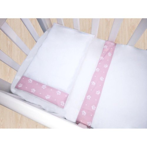 Jogo de Lençol para Mini Berço Coroa Rosa 3 Peças Jogo de Lençol para Mini Berço Coroa Rosa 3 Peças