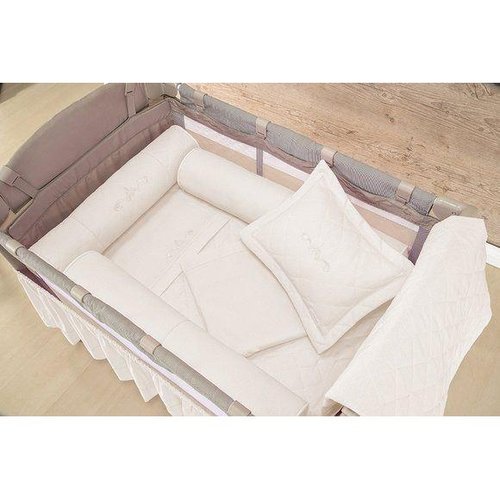 Kit Completo para Berço Desmontável Arabesco Palha 9 Peças Kit Completo para Berço Desmontável Arabesco Palha 9 Peças
