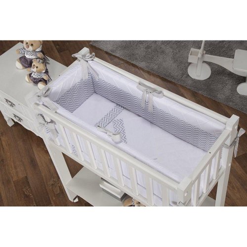 Kit Mini Berço 7 peças Chevron Cinza Kit Mini Berço 7 peças Chevron Cinza