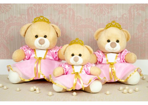 Trio de Ursas para Nicho Princesa Rosa 18,22,26 cm Trio de Ursas para Nicho Princesa Rosa 18,22,26 cm