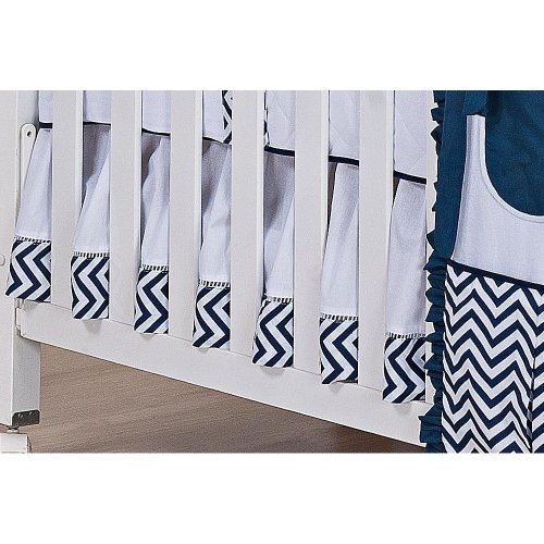Saia de Berço Ponto Palito Chevron Zig-Zag Azul Marinho Saia de Berço Ponto Palito Chevron Zig-Zag Azul Marinho