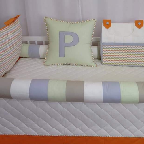 Kit Berço Americano Personalizado 9 Peças Percal Chevron Kit Berço Americano Personalizado 9 Peças Percal Chevron