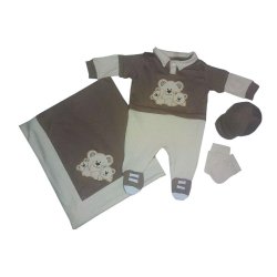 Saída Maternidade Ursos Fofuchos Chocolate 4 Peças Tamanho P (0 - 3 meses)