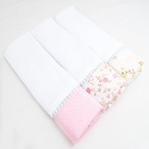 Fralda de Boca Ponto Palito Floral Rosa 03 Peças Fralda de Boca Ponto Palito Floral Rosa 03 Peças