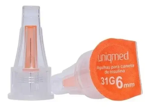 AGULHA CANETA DE INSULINA 31G 6MM LARANJA 100UN AGULHA CANETA DE INSULINA 31G 6MM LARANJA 100UN
