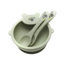 Green Suction Bowl – Spoon & Fork