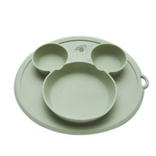 Green Suction Three-portion Plate – Spoon & Fork