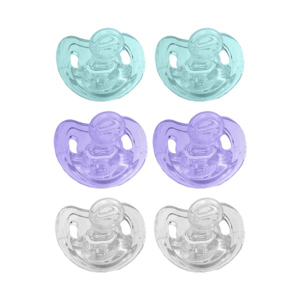 Pacifier Clear-Lilac-Green (Set of 6)