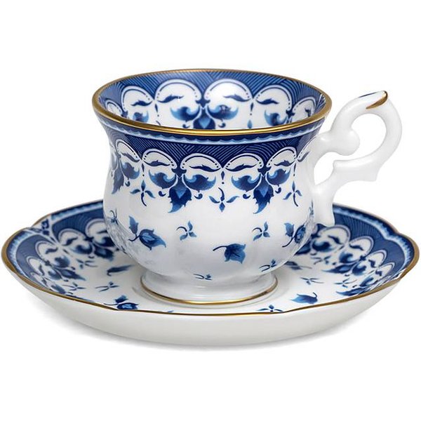 Jogo 6 Xícaras Café Blue Leaf Royal Porcelain