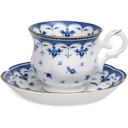 Jogo 6 Xícaras Chá Blue Leaf Royal Porcelain