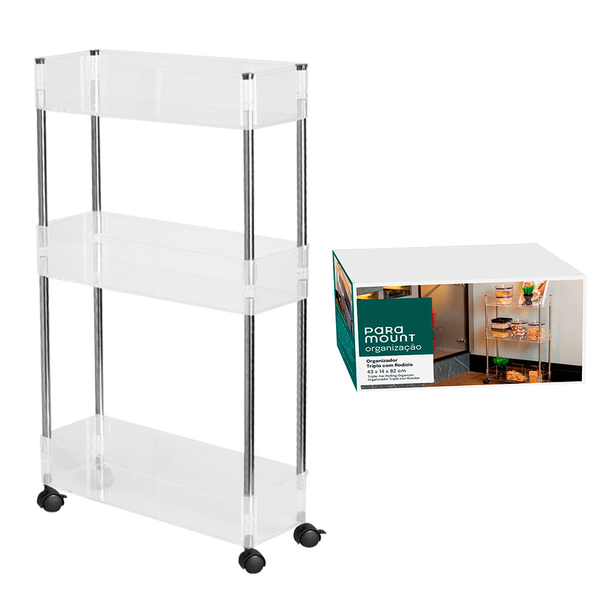 Organizador Triplo Com Rodízio 43x14x82cm 3727 Paramount | Casa