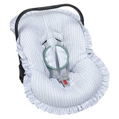Capa Bebê Conforto e Protetor de Cinto Ajustável, 100% Algodão Estampa Pontinho Verde - 3 Peças
