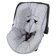Capa Bebê Conforto e Protetor de Cinto Ajustável, Estampado Geométrico Cinza 100% Algodão  - 3 Peças