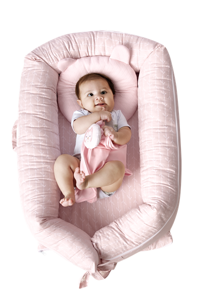 Ninho de bebê redutor de berço 2 em 1 com travesseiro bichinhos Safari com  cinza claro Loja Ninar Bebê