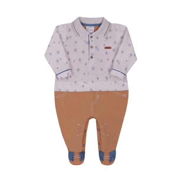 Macacão longo shop de malha estampado