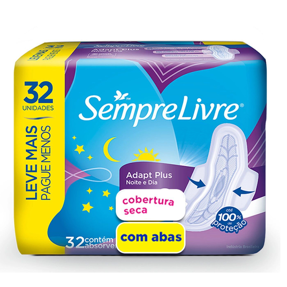 Absorvente Sempre Livre Adapt Plus Noite e Dia Cobertura Seca com