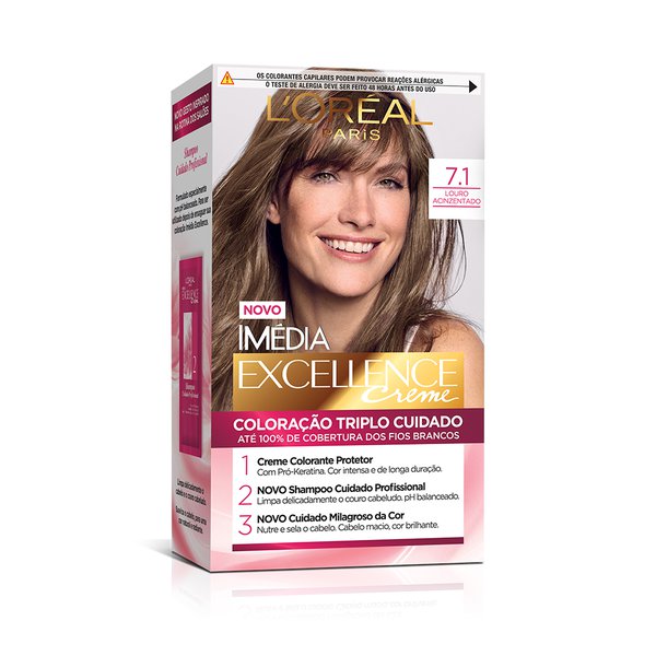 Kit Coloração Imédia Excellence 7.1 Louro Acizentado - L'Oréal
