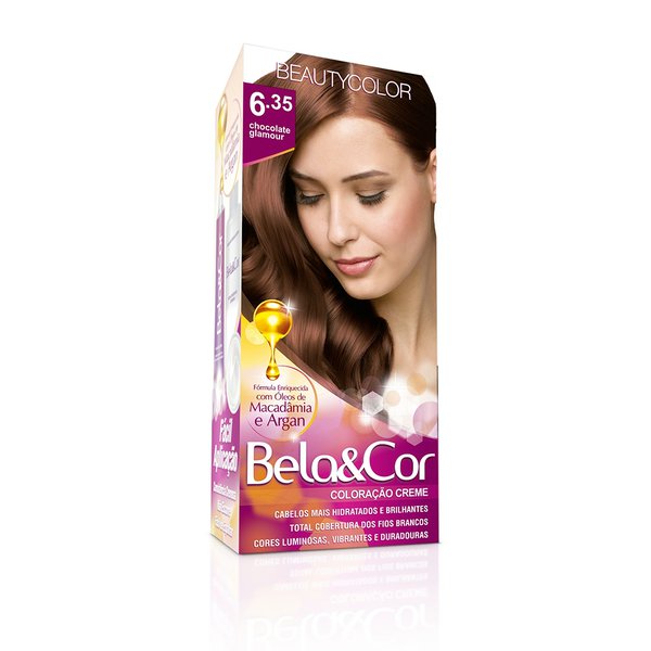 Kit Coloração Bela&Cor 6.35 Chocolate Glamour - BeautyColor