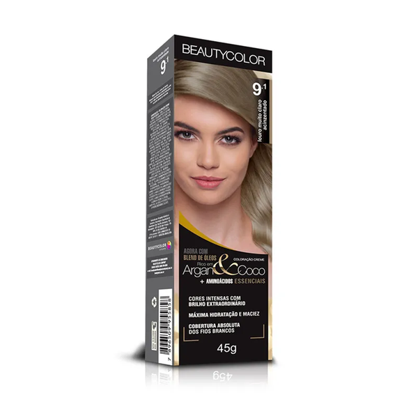 Coloração 9.1 Louro Muito Claro Acinzentado 45g - BeautyColor