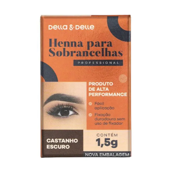 Henna para Sobrancelhas Castanho Escuro 1,5g - Della & Delle