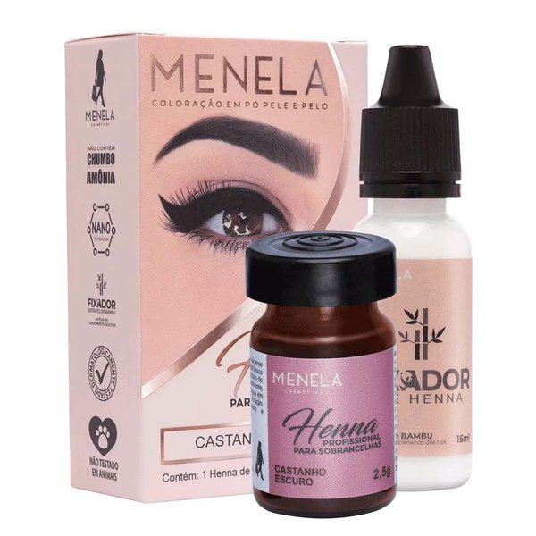 Henna para Sobrancelhas Castanho Escuro 2,5g - Menela