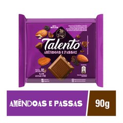Chocolate Garoto Talento ao Leite com Amêndoas e Passas 90g
