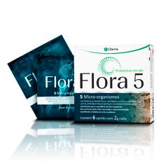 Probiótico em Pó Flora 5 com 6 Sachês de 2g Cada