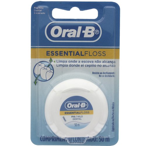 Fio Dental Oral-B Essential Floss Com Cera Essential Floss 50m
