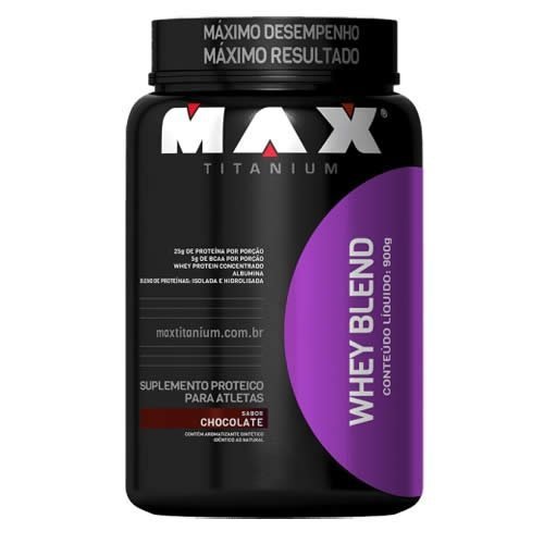 Whey Blend Max Titanium chocolate, pote com 900g