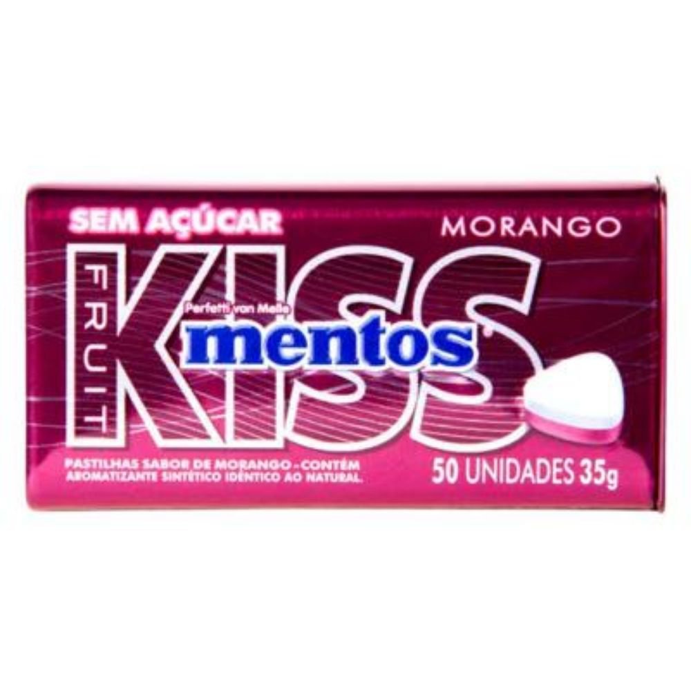 Pastilhas Mentos Kiss Fruit Morango Sem Açúcar 35g 4008