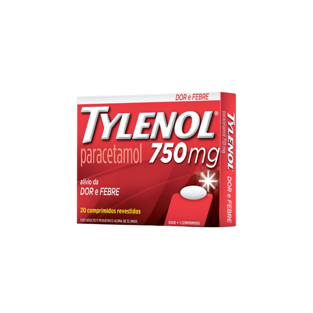 Analgésico Tylenol 750mg Liberação Imediata 20 comprimidos revestidos