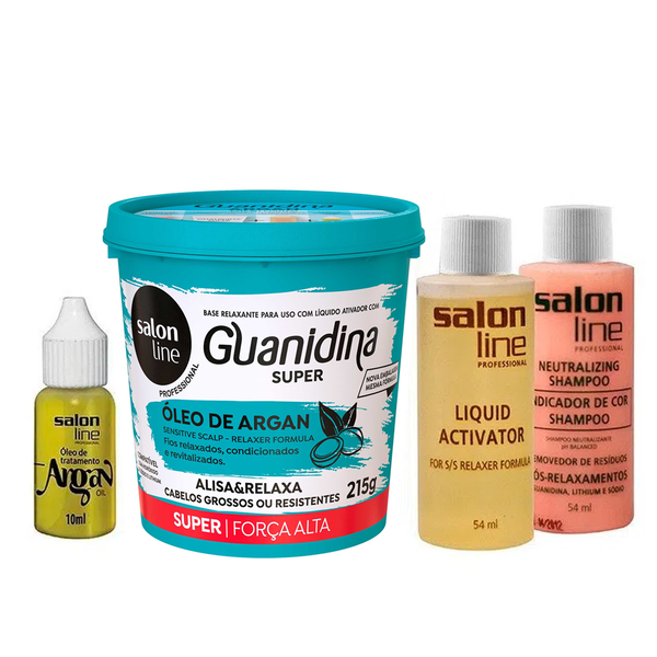 Kit Salon Line Guanidina Alisa e Relaxa Óleo de Argan Super