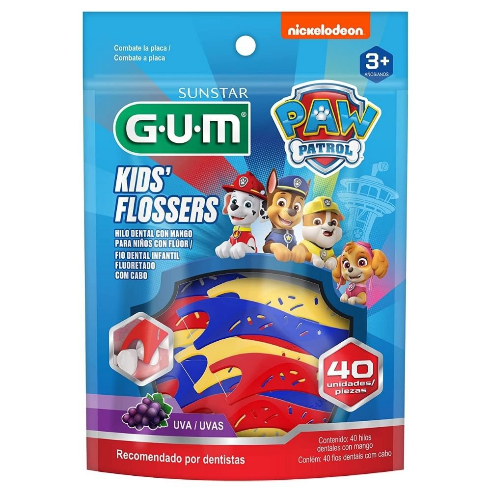Fio Dental Infantil Gum Kids' Flossers Patrulha Canina Sabor Uva 40un