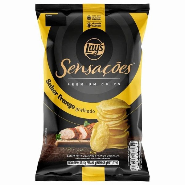 Batata Chips Elma Chips Sensações frango grelhado, pacote com 45g DrogaVen faz bem