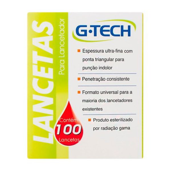 Lancetas G-Tech 100un 28g