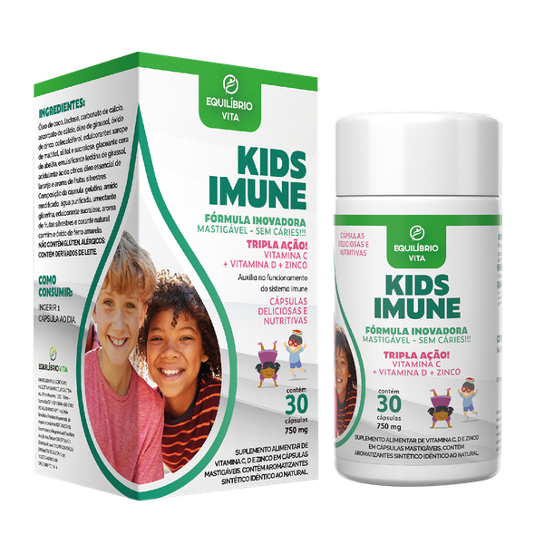 Kids Imune Tripla Ação Mastigável | Equilíbrio Vita - 30 Cápsulas