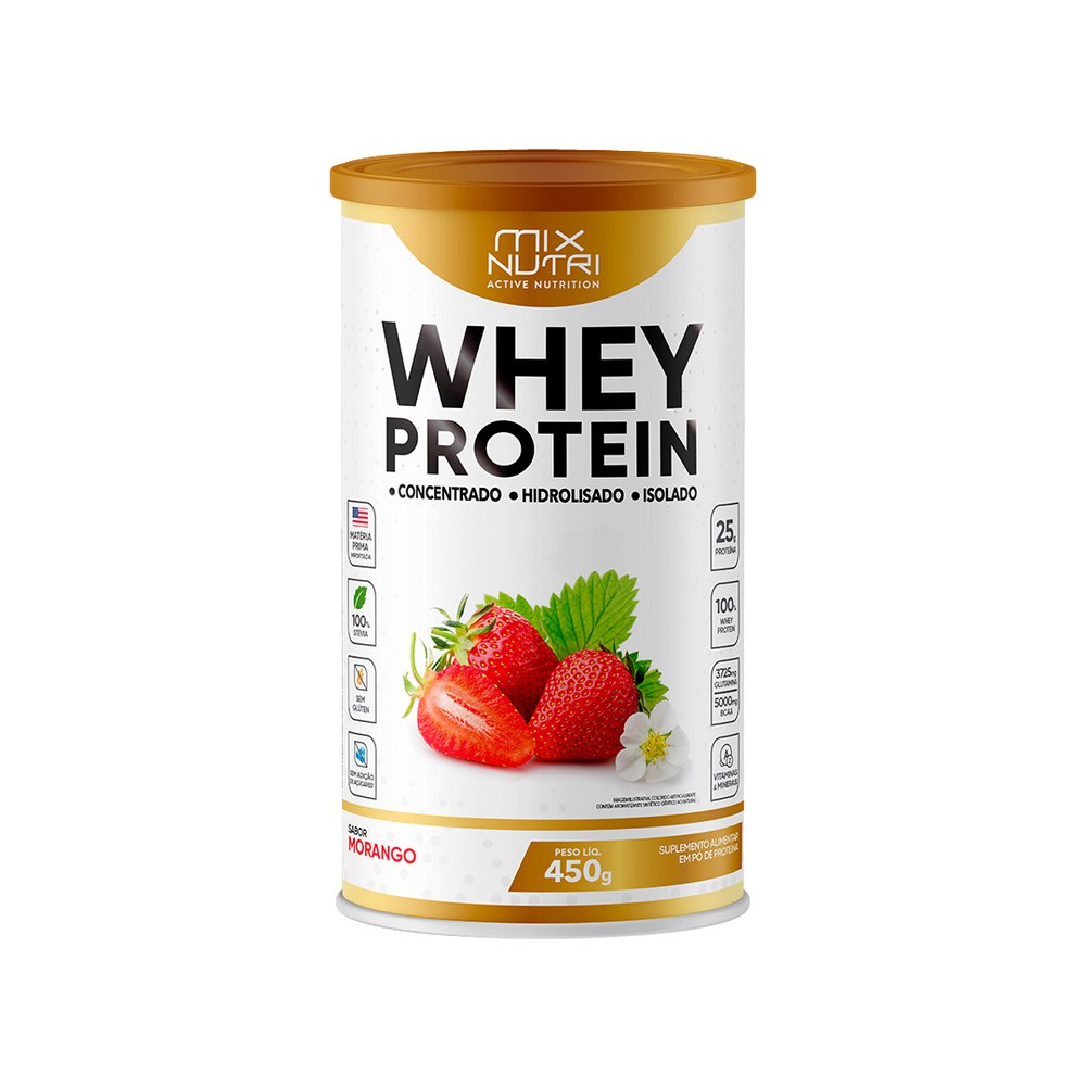Whey Protein Mix Nutri Morango Lt 450G Equilibra Vida