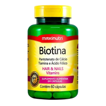 Biotina + Vitamina B1 + Vitamina B2 + Ácido Fólico Maxinutri 60 Cápsulas