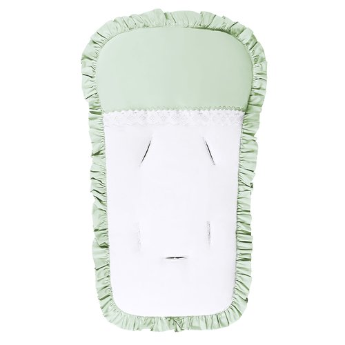 Capa de Carrinho de Bebê Branco com Verde 100% Algodão