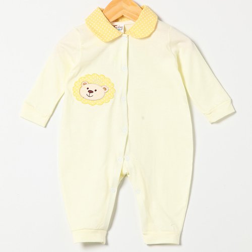Macacão de Bebê Amarelo Urso Manga Longa